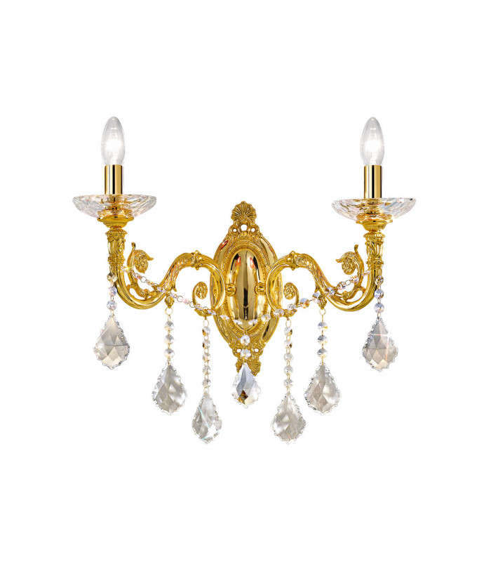 Contarini Crystal Crystal Candle Wall Lamp 2 Light 24 Carat Gold-1