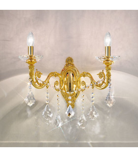 Contarini Crystal Crystal Candle Wall Lamp 2 Light 24 Carat Gold-2