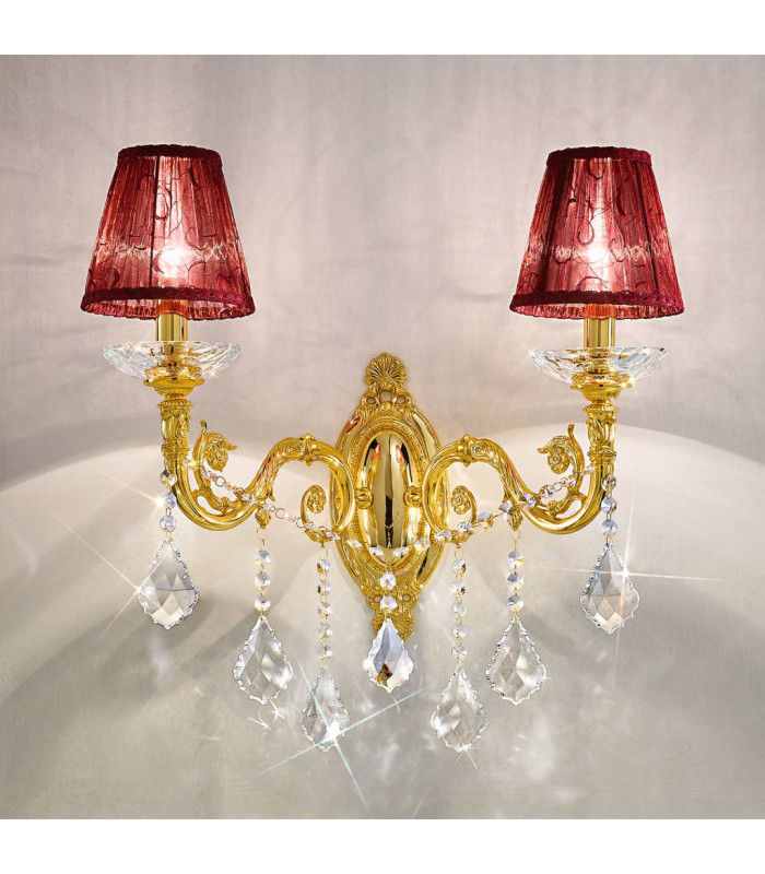 Contarini Crystal Crystal Candle Wall Lamp 2 Light 24 Carat Gold-3