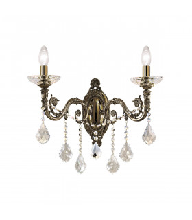 Contarini Crystal Crystal Candle Wall Lamp 2 Light Antique Brass-1