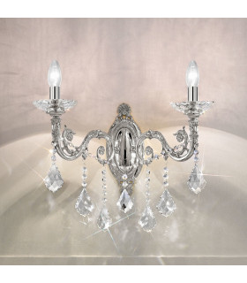 Contarini Crystal Crystal Candle Wall Lamp 2 Light Chrome-2