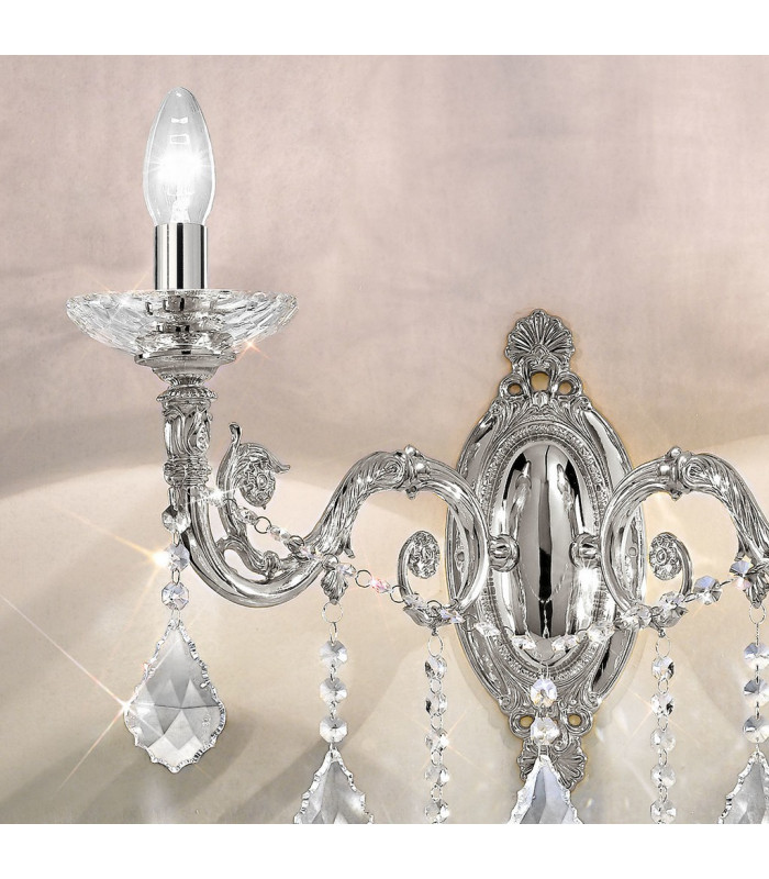 Contarini Crystal Crystal Candle Wall Lamp 2 Light Chrome-4