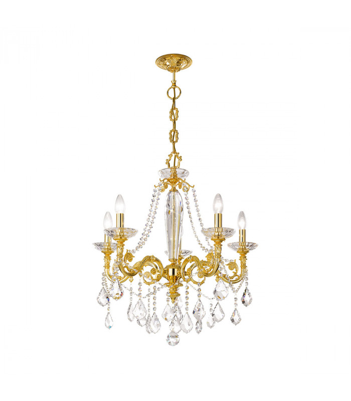 Contarini Crystal Crystal Multi Arm Chandeliers 5 Light 24 Carat Gold-1