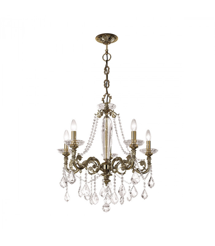 Contarini Crystal Crystal Multi Arm Chandeliers 5 Light Antique Brass-1