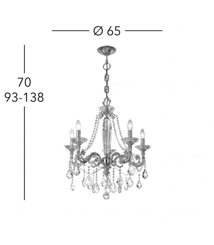 Contarini Crystal Crystal Multi Arm Chandeliers 5 Light Antique Brass-2