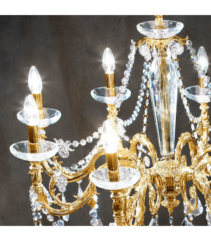 Contarini Crystal Crystal Multi Arm Chandeliers 8 Light French Gold-2