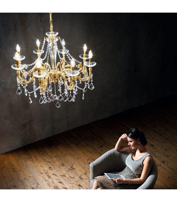 Contarini Crystal Crystal Multi Arm Chandeliers 8 Light French Gold-3