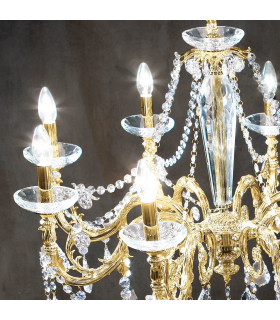Contarini Crystal Crystal Multi Arm Chandeliers 8 Light 24 Carat Gold-2