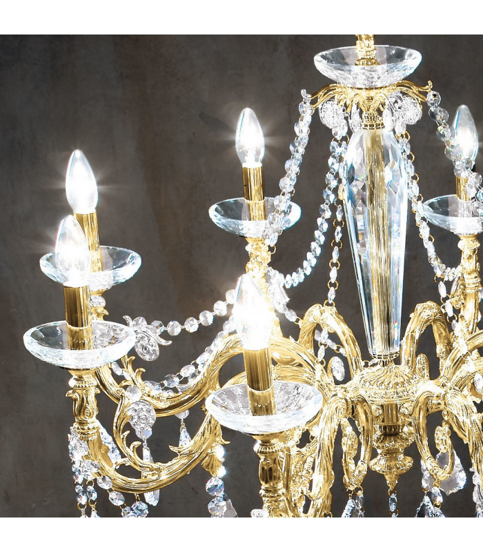 Contarini Crystal Crystal Multi Arm Chandeliers 8 Light 24 Carat Gold-2