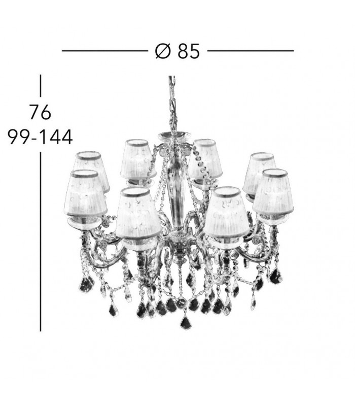 Contarini Crystal Crystal Multi Arm Chandeliers 8 Light 24 Carat Gold-4