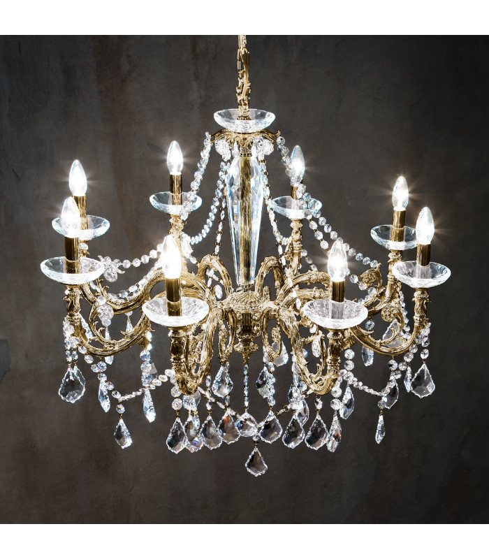 Contarini Crystal Crystal Multi Arm Chandeliers 8 Light Antique Brass-1