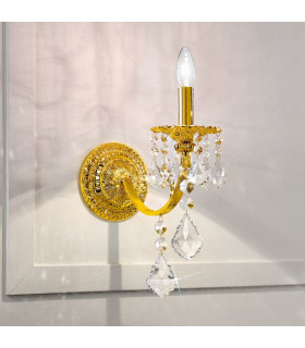 Pisani Crystal Crystal Candle Wall Lamp 24 Carat Gold-2