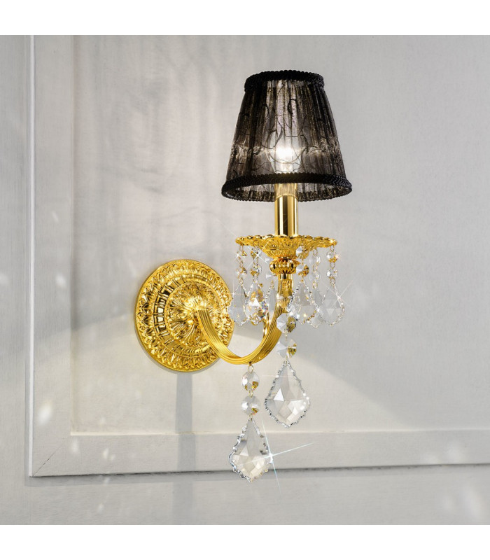 Pisani Crystal Crystal Candle Wall Lamp 24 Carat Gold-3
