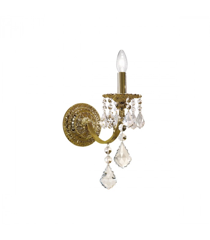 Pisani Crystal Crystal Candle Wall Lamp Antique Brass-1