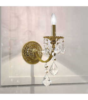 Pisani Crystal Crystal Candle Wall Lamp Antique Brass-2
