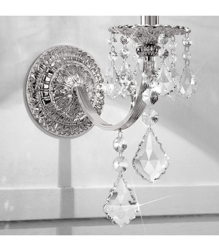 Pisani Crystal Crystal Candle Wall Lamp Chrome-3