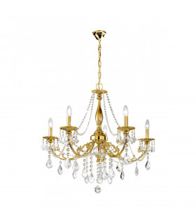 Pisani Crystal Crystal Multi Arm Chandeliers 5 Light French Gold-1