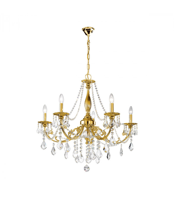 Pisani Crystal Crystal Multi Arm Chandeliers 5 Light French Gold-1