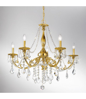 Pisani Crystal Crystal Multi Arm Chandeliers 5 Light French Gold-2