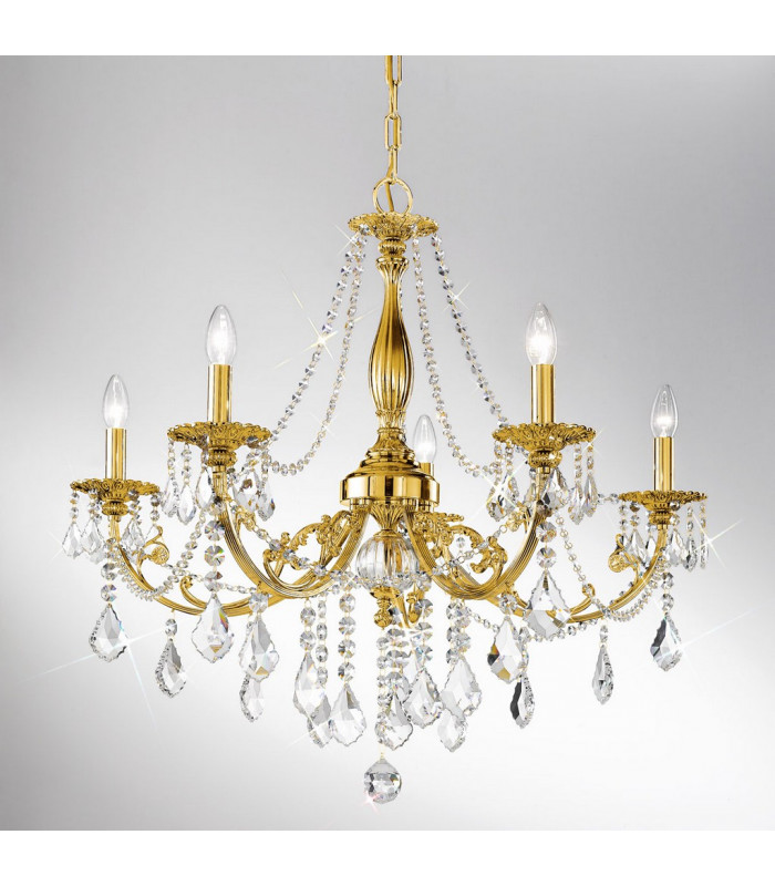 Pisani Crystal Crystal Multi Arm Chandeliers 5 Light French Gold-2
