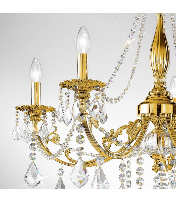 Pisani Crystal Crystal Multi Arm Chandeliers 5 Light French Gold-3