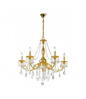 Pisani Crystal Crystal Multi Arm Chandeliers 5 Light 24 Carat Gold-1