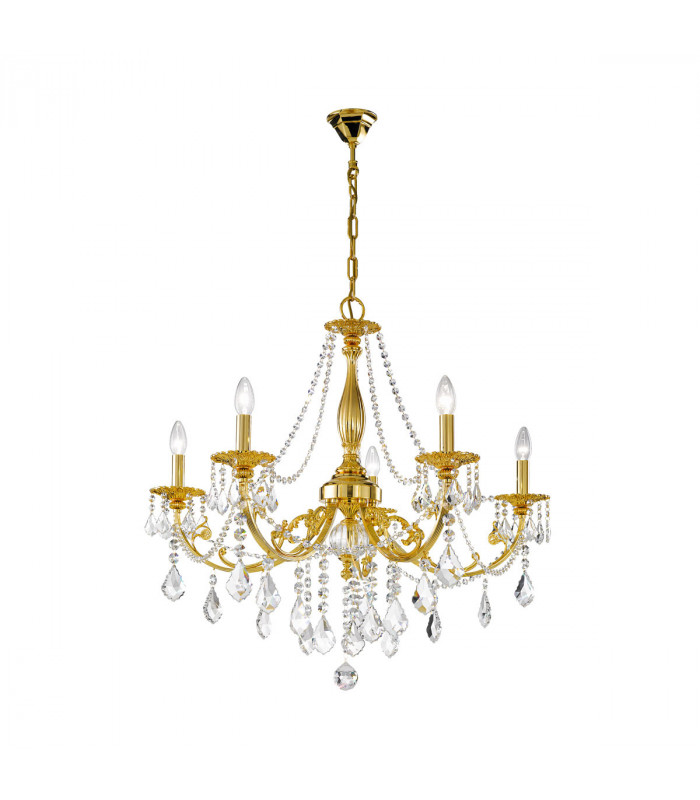 Pisani Crystal Crystal Multi Arm Chandeliers 5 Light 24 Carat Gold-1
