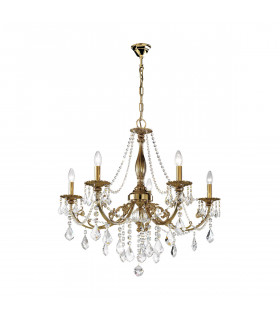 Pisani Crystal Crystal Multi Arm Chandeliers 5 Light Antique Brass-1