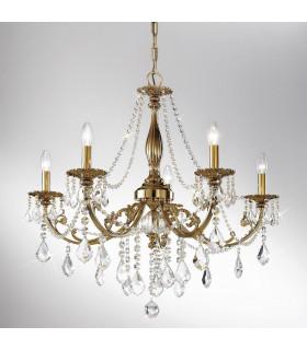 Pisani Crystal Crystal Multi Arm Chandeliers 5 Light Antique Brass-2