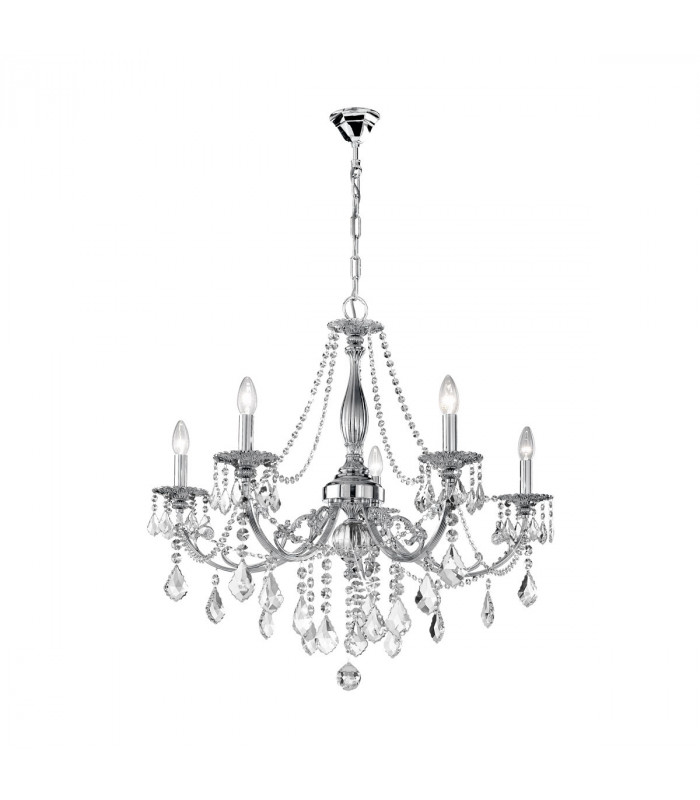 Pisani Crystal Crystal Multi Arm Chandeliers 5 Light Chrome-1