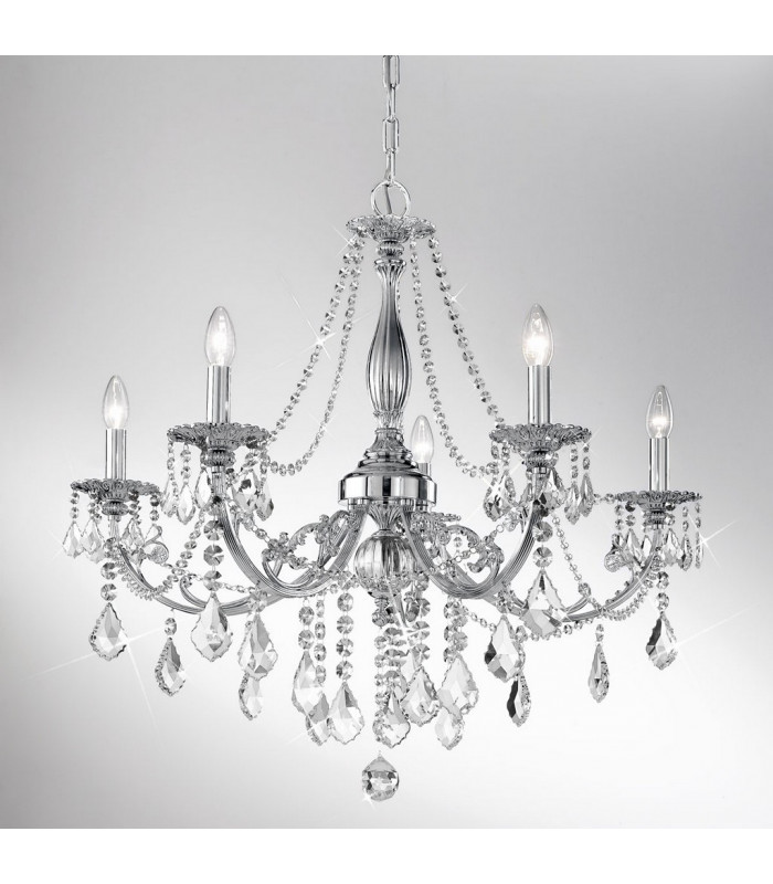 Pisani Crystal Crystal Multi Arm Chandeliers 5 Light Chrome-2