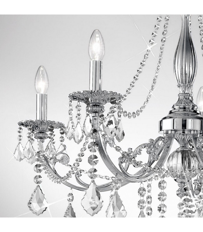 Pisani Crystal Crystal Multi Arm Chandeliers 5 Light Chrome-3