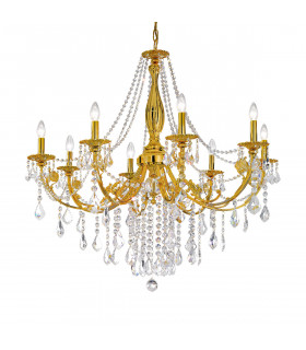 Pisani Crystal Crystal Multi Arm Chandeliers 8 Light French Gold-1