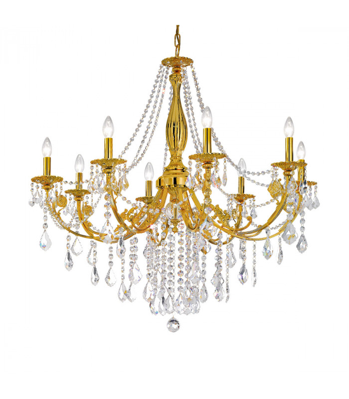Pisani Crystal Crystal Multi Arm Chandeliers 8 Light French Gold-1