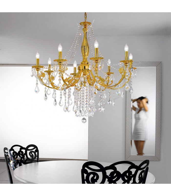 Pisani Crystal Crystal Multi Arm Chandeliers 8 Light French Gold-2