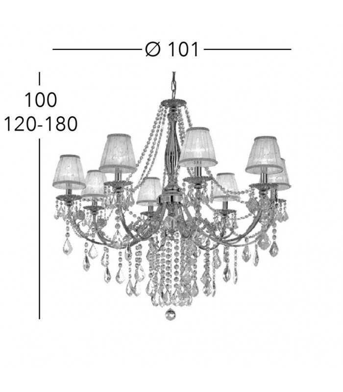 Pisani Crystal Crystal Multi Arm Chandeliers 8 Light French Gold-3
