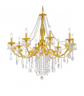 Pisani Crystal Crystal Multi Arm Chandeliers 8 Light 24 Carat Gold-1