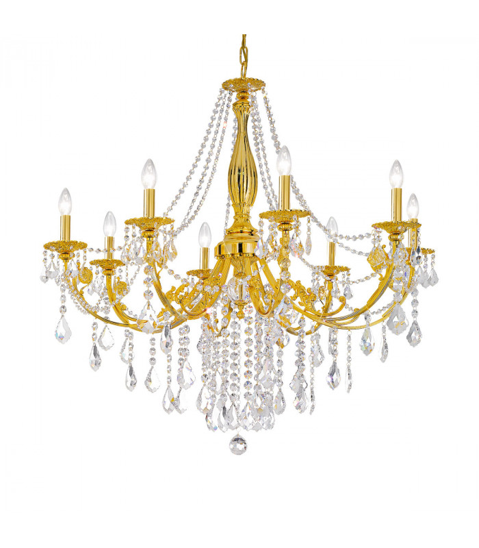 Pisani Crystal Crystal Multi Arm Chandeliers 8 Light 24 Carat Gold-1