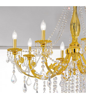 Pisani Crystal Crystal Multi Arm Chandeliers 8 Light 24 Carat Gold-2