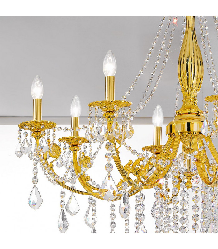 Pisani Crystal Crystal Multi Arm Chandeliers 8 Light 24 Carat Gold-2