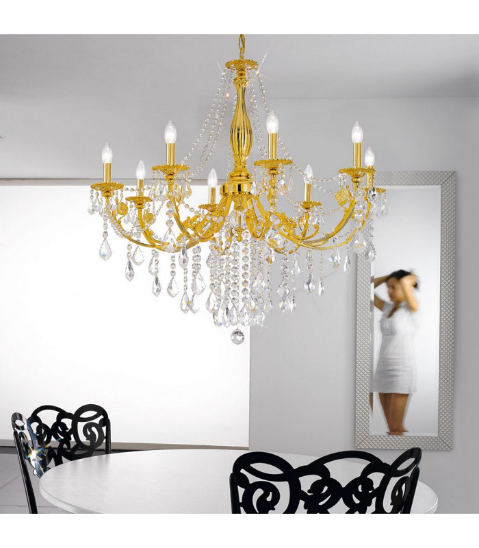 Pisani Crystal Crystal Multi Arm Chandeliers 8 Light 24 Carat Gold-3