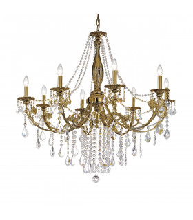 Pisani Crystal Crystal Multi Arm Chandeliers 8 Light Antique Brass-1
