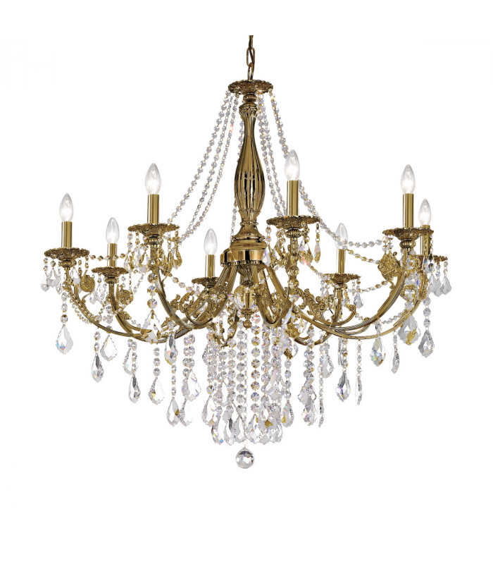 Pisani Crystal Crystal Multi Arm Chandeliers 8 Light Antique Brass-1
