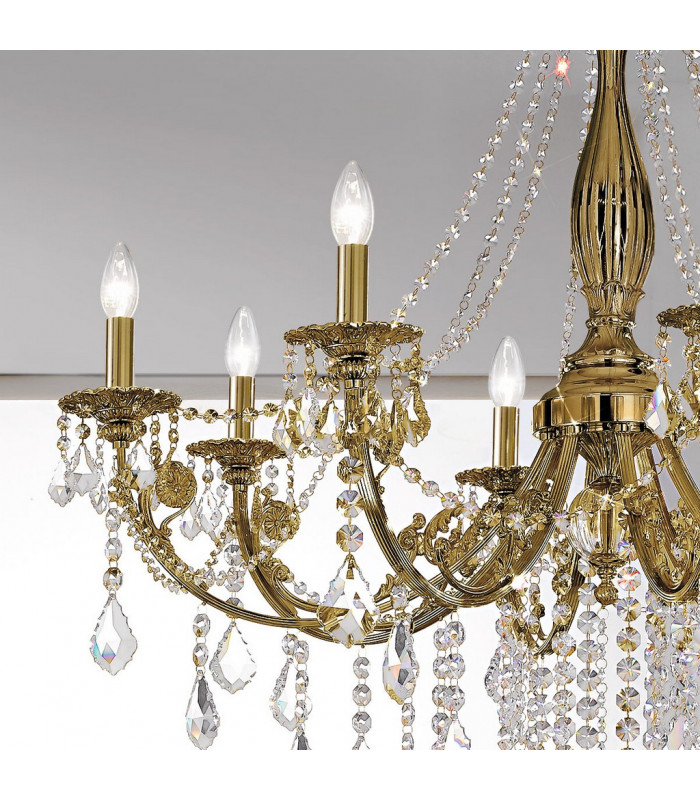 Pisani Crystal Crystal Multi Arm Chandeliers 8 Light Antique Brass-2