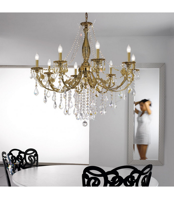 Pisani Crystal Crystal Multi Arm Chandeliers 8 Light Antique Brass-3