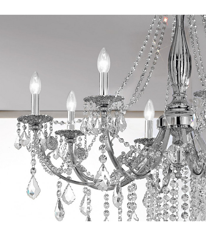Pisani Crystal Crystal Multi Arm Chandeliers 8 Light Chrome-2