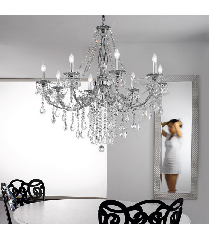 Pisani Crystal Crystal Multi Arm Chandeliers 8 Light Chrome-3