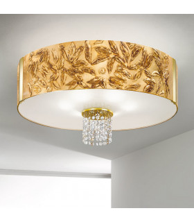 Emozione Glass Cylindrical Ceiling Light 6 Light 24 Carat Gold-2