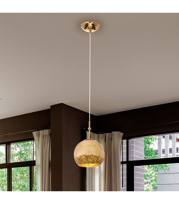 Luna Glass Dome Pendant Ceiling Light 24 Carat Gold-3
