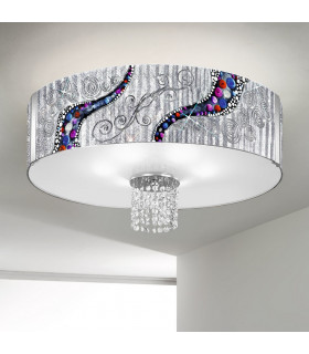 Emozione Glass Cylindrical Pendant Ceiling Light 6 Light Chrome-2